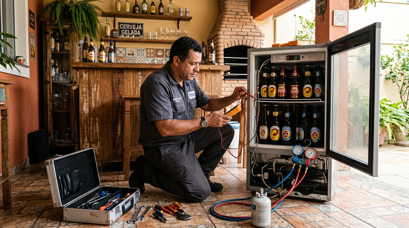 Aplicação de gás refrigerante em cervejeira atendida em Guarulhos‑SP